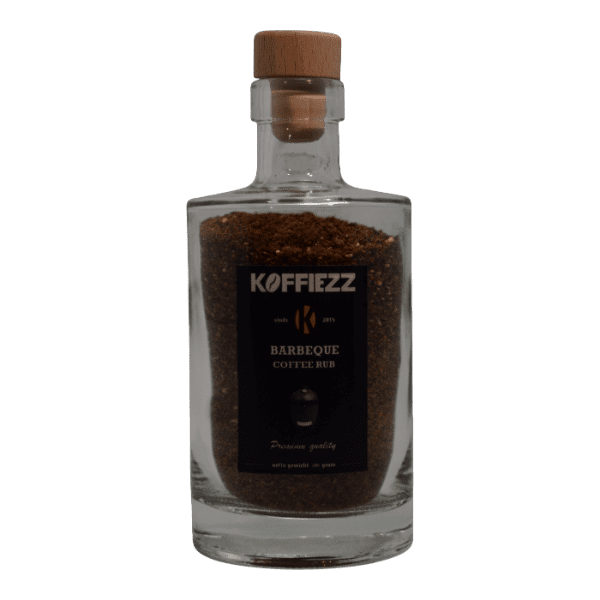 Barbecue koffierub in een glazen fles
