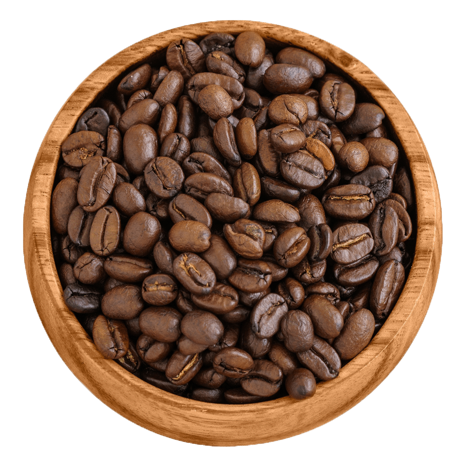 Koffiebonen in een houten kom